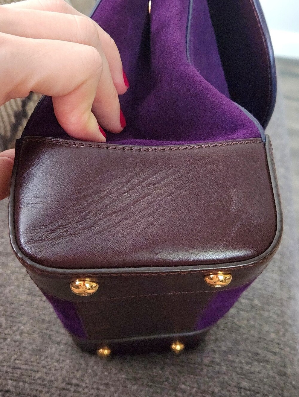 💜RARE Ralph Lauren💜 - Deep Purple Suede Tiffin 27 Satchel Bag - Picture 8 of 15
